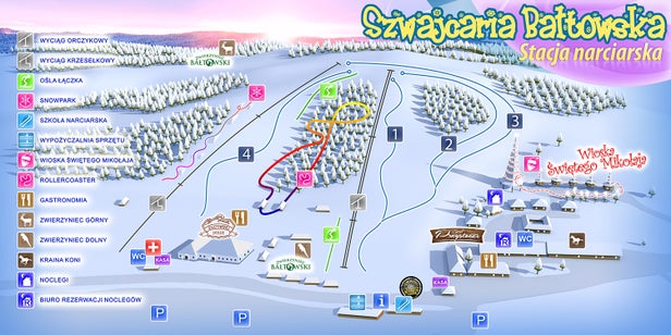 Mapa tras Bałtów - Szwajcaria Bałtowska