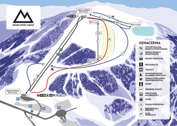 Mapa tras Beskid Sport Arena
