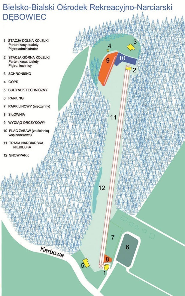 Mapa tras Bielsko-Biała - Dębowiec