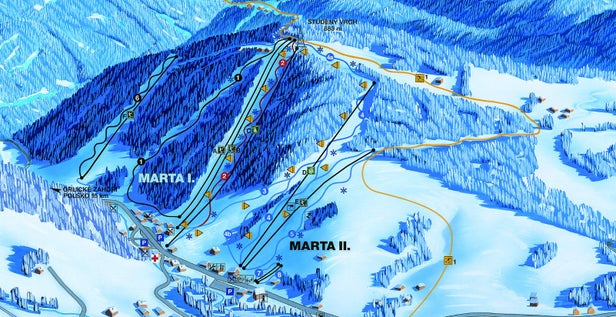 Mapa tras Deštné v Orlických horách