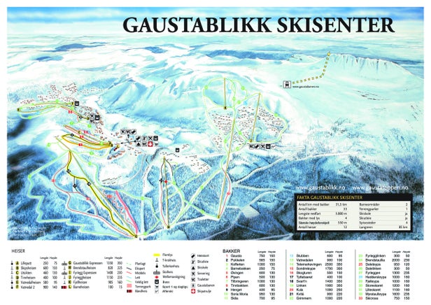 Mapa tras Gausta Skisenter