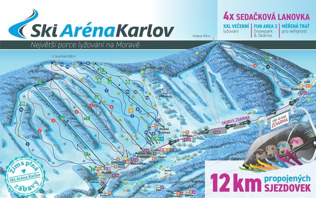 Mapa tras Karlov – Ski Aréna Karlov