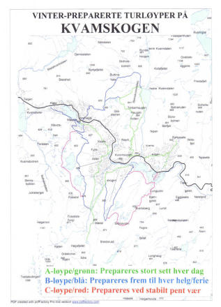 Mapa tras Kvamskogen