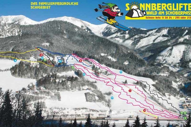 Mapa tras Sonnberglifte Wald am Schoberpass
