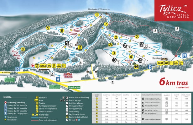 Mapa tras Tylicz Ski